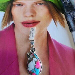 Sterling Silver Pendant with Cotton Candy and Blue Dahlia Stone